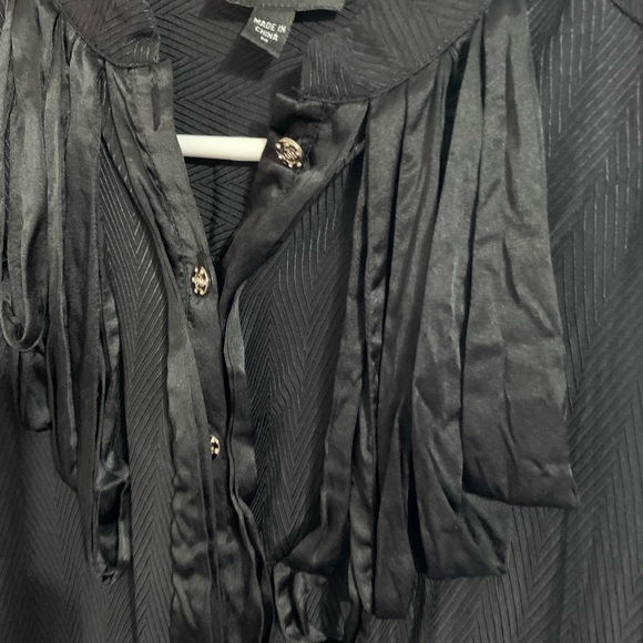 BEBE Black Silk S/S Top Size M - Picture 6 of 6